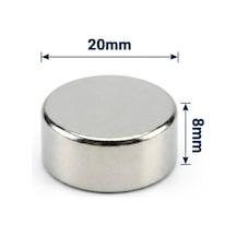 5 Adet - 20x8 Mm Neodyum Mıknatıs Neodim Magnet Yuvarlak