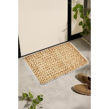 El Yapımı Örgü Jüt Hasır Lüx Kapı Önü Paspası 65 X 45 Cm Çok Renkli