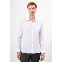 Morven Erkek Beyaz Basic Düz Desen Cepli Sert Yaka Regular Fit Gömlek 24mc004007600 Beyaz