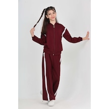 Toontoy Kids Toontoy Kız Çocuk Şerit Detaylı Eşofman Takım Bordo