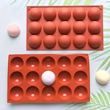 Tr Siliko World 15'li Yarım Küre Muffin, Çikolata, Kek Kalıbı, Silikon 5cm, Kırmızı Diğer