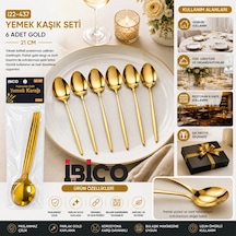 60 Parça Gold Yemek Kaşık Seti 21cm - 1 Paket İçinde 6 Adet Vardır - 10 Paket Gönderilir Bx40 Renkli