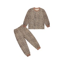 Babycollection Leopar Desenli Pantolonlu Kız Çocuk Pijama Takımı 252658790 Bej