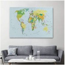 Es10 modagos068 Dünya Haritası Dekoratif Kanvas Tablo 1041 (150 x 255)