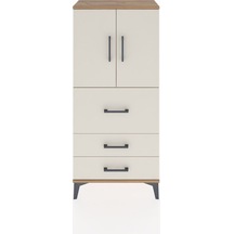 Hyperion Dolap Tek Raflı 3 Çekmeceli 2 Kapaklı 60x44x134 Çam-... Çam