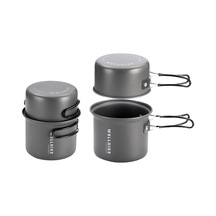 2 Adet Kamp Tencere Saplı Ultralight Açık Pot Alüminyum Alaşımlı Gri - Siyah