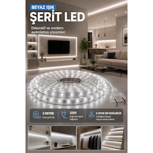 Tr 5 Metre Beyaz Şerit Led, 220v, 5 Cm'de Kesilebilir, Dekoratif Aydınlatma Diğer