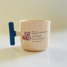 Benim Canım Sıkılmasın Çünkü Sıkı Can Karın Acıktırıyor Baskılı Mavi Kulplu T Kupa