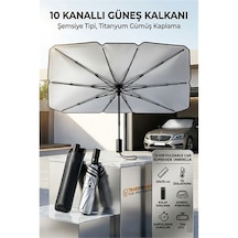 Zenvac Şemsiye Tipi Araç Güneşliği, Katlanabilir Oto Ön Cam Güneşlik, 10 Telli Uv Korumalı 723210 Zenvac29