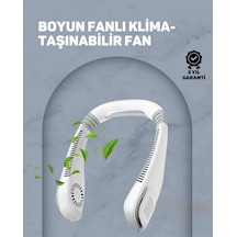Usb Şarjlı Giyilebilir Fan 5 Kademeli Rüzgar Hızı, Sessiz Turbo Soğutma, 360 Hava Sirkülasyonu