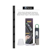 Delux Serisi Karanlık Yardımcısı Kampçı Ekipmanı Mini Fener Şarjlı Kamp Feneri Type-c Led Aydınlatma Beyaz