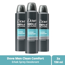 Dove Men Clean Comfort 48H Erkek Sprey Deodorant 3 x 150 ML