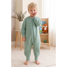 Babymod Mevsimlik Kapitone 1.5 Tog Çocuk Uyku Tulumu Uyku Gurusu %100 Pamuk Kumaş Yeşil