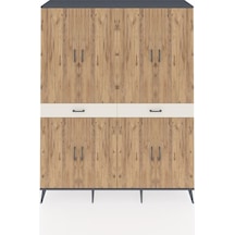 Hyperion Gardrop 10 Raflı 2 Çekmeceli 8 Kapaklı 176x44x221 Antrasit-çam/aytaşı Çam/aytaşı