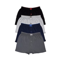 Erkek Karışık Renk Penye Havlu Lastikli Bel Düğmeli Boxer 4'lü Paket KARIŞIK