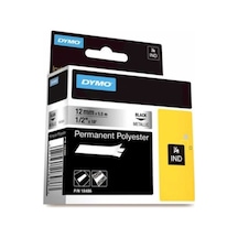 Dymo Rhino 18486 Polyester Şerit Metalik Gri/Siyah 12MM X 5.5M