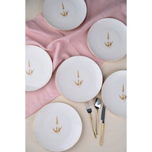Tabak Evi Porselen Natura Marinum Altın Yaldız Pasta Tabağı 20,50cm 6 Lı Çok Renkli
