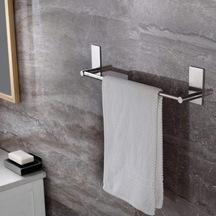 Paslanmaz Çelik 40cm Havluluk Askılık - İnox - Kendinden Yapışkanlı - Vida Yok