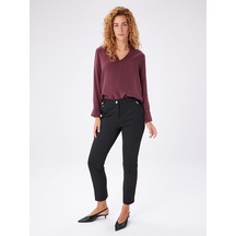 Faik Sönmez Metal Aksesuarlı Diagonal Dokulu Slim Fıt Örme Pantolon W27pnt018 Uw27pnt01810 Siyah