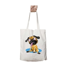 Art Hediye Pug Love İki Tarafı Kalıcı Baskılı Yıkanabilir Çanta Çok Renkli
