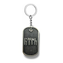 Göktürkçe Türk Yazılı Metal Künye Anahtarlık Gümüş Renk Unisex Aksesuar
