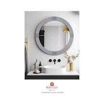 Safir Gümüş Dekoratif Ayna Yuvarlak Işlemeli Duvar Aynası 56 Cm Gümüş