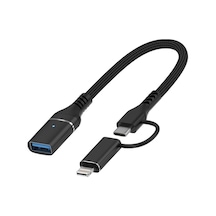2 İn 1 5gbps Type-c And 8 Pin To Usb 3.0 Otg Adaptör Telefon Ve Notebook Uyumlu Ads-619