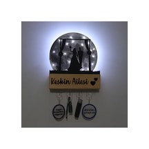 Led Işıklı Pleksi Dolunay Kişiselleştirilebilir Biblo Wedding Gelin Damat Anahtar Askılığı Gri - 737346274