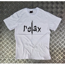 Stoned&Fame Unisex Beyaz Relax Baskılı T-shirt Beyaz