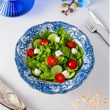 Fecra Vintage Blue Kase 25 Cm Beyaz - Mavi