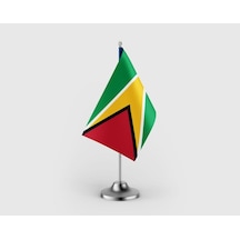Guyana Devleti Tekli Saten Masa Bayrağı Seti Diğer