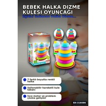 Bebek Halka Dizme Kulesi Oyuncağı 9 Parça - Sallanan Tabanlı Eğitici Set Bx-316086 Belirtilmemiş