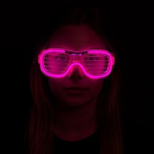 Mey İthalat Pembe Led Işıklı Parti Gözlüğü - Neon Glow Şerit Gözlük 3 Modlu 6 Yaş