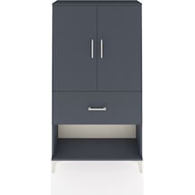 Arges Dolap Tek Raflı Tek Çekmeceli Tek Askılı 88x30x163 Antrasit-antrasit Antrasit