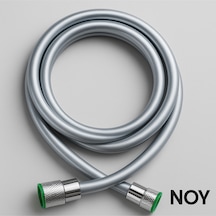 Duş Başlığı Uyumlu Gri Pvc Duş Hortumu 1,5 Metre Universal Esnek Dayanıklı Krom Bağlantılı Hortum Gri