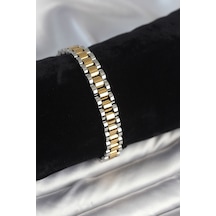 316l Çelik Gold Ve Gümüş Renk 9 Mm Kalınlık Erkek Bileklik Çok Renkli