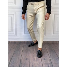 Modefendi Slim Fit İtalyan Kesim Kumaş Pantolon Krem