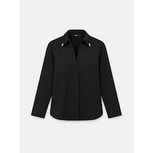 Xint Siyah Esnek Dokulu Oversize Bluz 751141