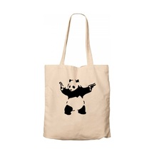 Panda Guns Siyah Kanvas Bez Çanta