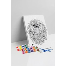 Kedi Desenli Mandala Ahşap Boyama Seti 40x50 Cm