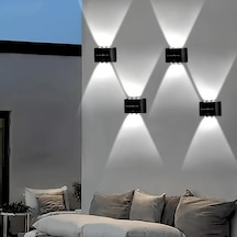 Gateesat 6 Led Güneş Enerjili Dış Mekan Duvar Lambası 4'lü Paket Akıllı Sensör Bahçe Aydınlatma Beyaz Işık