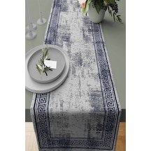Lacivert Çerçeveli Desen Premium Masa Örtüsü Runner Rnr326n11