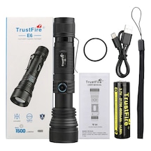 Trustfire E6 Zoomlu El Feneri 1500 Lümen Siyah