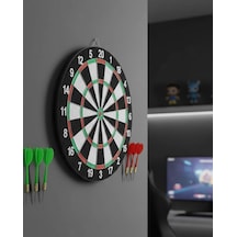 Kaliteli Ahşap Dart Tahtası 12 İnç 4 Dart Ok Seti - Lisinya