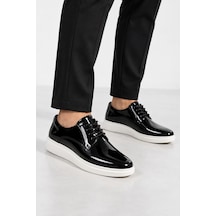 Bihan Store Erkek Bağcıklı Rugan Ayakkabı W27-3005-e68.sr - Siyah Siyah Rugan