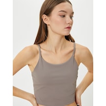 Koton Yarım Atlet Sütyen Spor İnce Askılı Slim Fit Kahverengi 4wak30149nk 4WAK30149NK544 Kahve