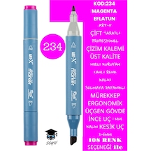 Çift Taraflı Profesyonel Çizim Kalemi Kalıcı Mürekkep Üçgen Gövde İnce Uç 1 Mm Kesik Uç 2-6mm Sketch 234-eflatun