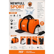 Newfull Sport Ayakkabı Bölmeli Astarlı Su Geçirmez Seyahat Ve Spor Çantası-orta Boy Turuncu