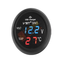 Araç Voltmetre 3in1 Mavi-kırmızı