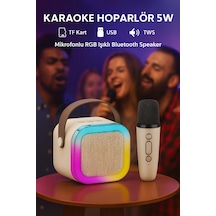 Karaoke Hoparlör 5w Tf Kart/usb/tws/ses Değiştirme Özellikli Mikrofonlu Rgb Işıklı Bluetooth Speaker